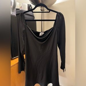 Princess Polly Satin Cowl Neck Long Sleeve Dress